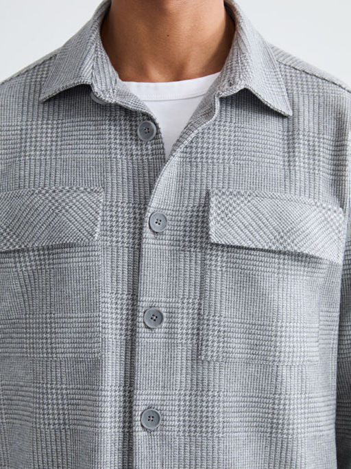 Regular Fit Uzun Kollu Ekose Erkek G?mlek Ceket