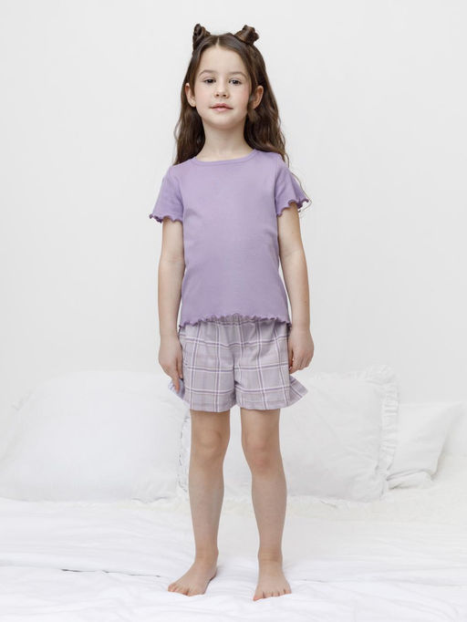 К 1645/лаванда,шотландская клетка пижама для дев