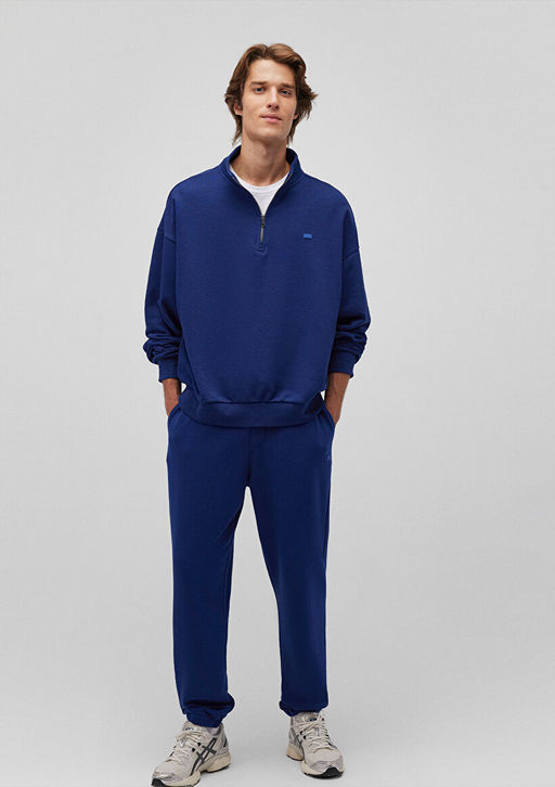 Yar? Fermuarl? Lacivert Basic Sweatshirt - Mavi фото 2