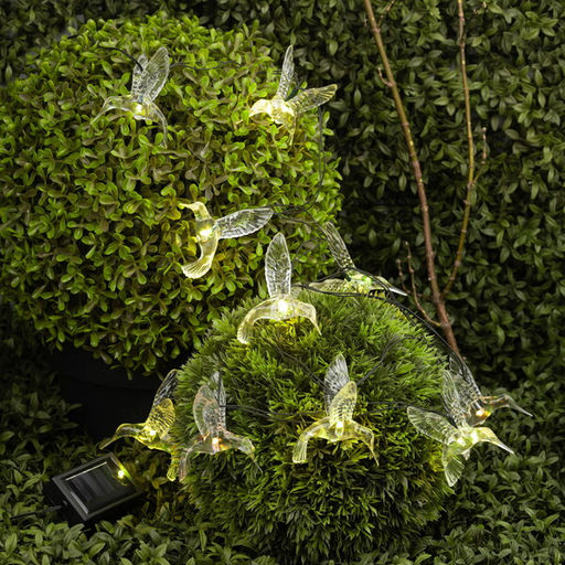 Гирлянда для улицы Колибри 3 м 20 ламп LED чёрный провод, 2 реж.,IP-55, Теплый белый (солнечная батарея)