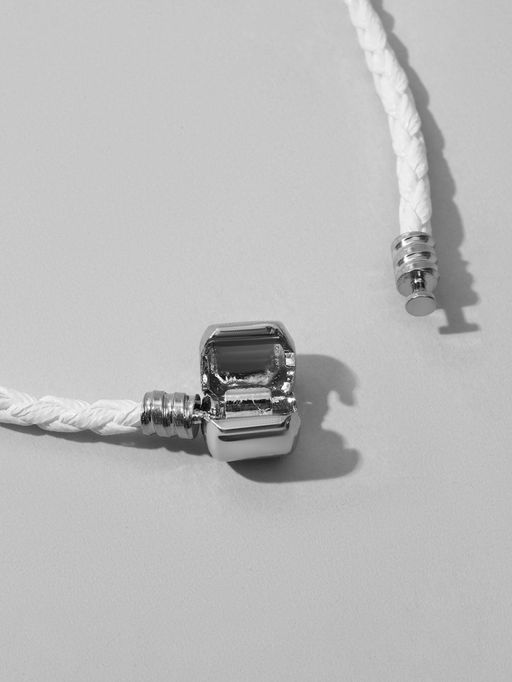 Цена за 3 шт. Браслет-основа для шармов Бусинка, L=18 см, белый в серебре