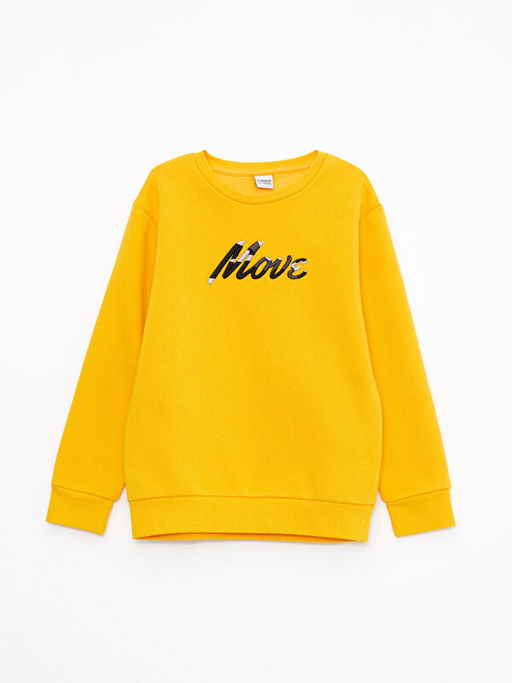 Bisiklet Yaka Nak??l? Uzun Kollu Erkek ?ocuk Sweatshirt