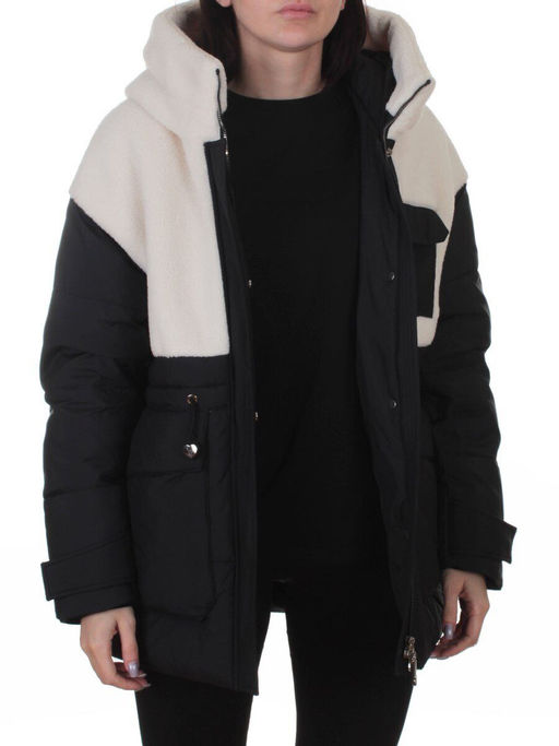 7716 BLACK/WHITE Куртка зимняя женская (150 гр. синтепон)
