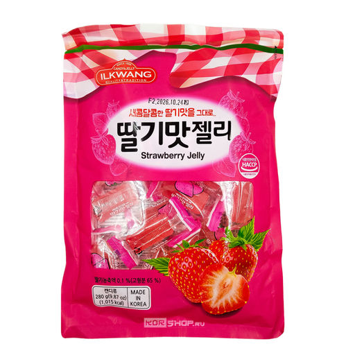 Желейные конфеты со вкусом клубники Strawberry Jelly Ilkwang, Корея, 280 г Акция