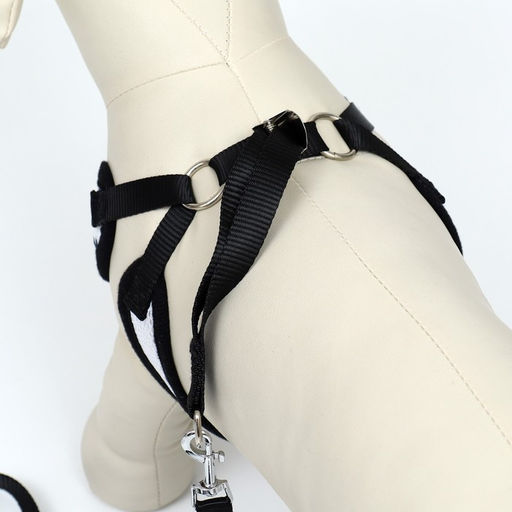 Комплект с мягкой шлейкой и бантиком Перья, размер M, поводок 120 x 1,5 см, ОГ 28-46 см - Пижон фото 4