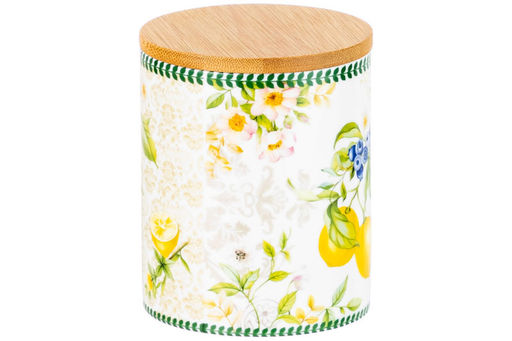 Банка д/хранения 650 мл 10*10*12,5 см Лимоны с деревянной крышкой с силикон.уплотн. NEW BONE CHINA - Elan gallery фото 5