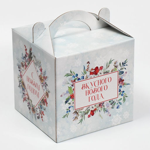 Цена за 5 шт. Коробка кондитерская с окном, сундук, Зимняя акварель 20 х 20 х 20 см - Дарите счастье фото 6