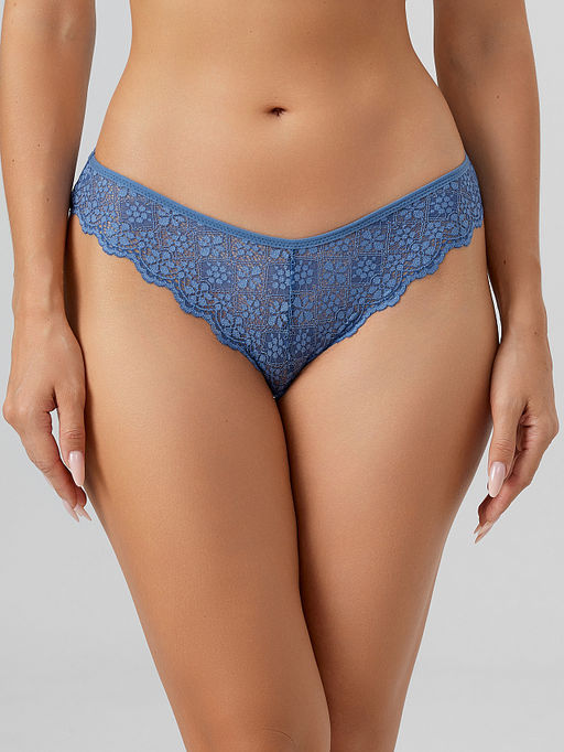 Цена за 2 штуки! Трусы бразилиана женские синие кружевные - Mark formelle фото 2