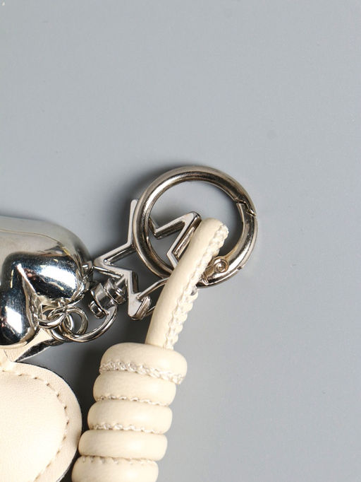 Брелок для ключей на карабине кожзам «Сердце», с узлом, белый, на сумку, рюкзак, 21×5.5×1.5 см