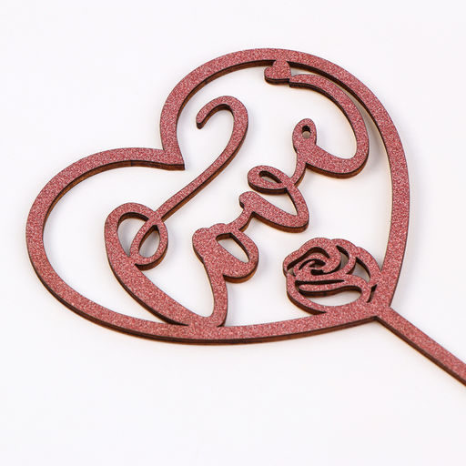 Топпер деревянный Сердце с блестками, цвет розовый - Страна карнавалия фото 2