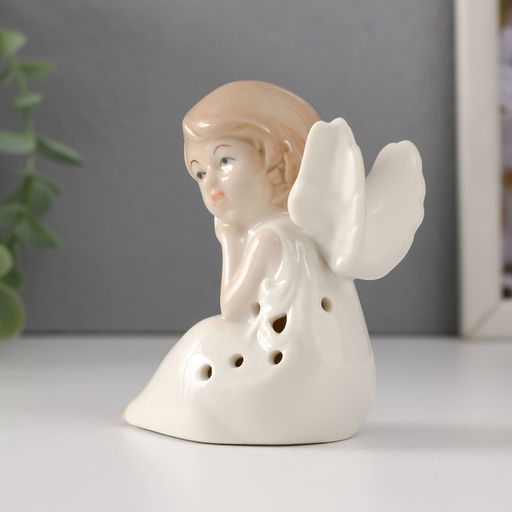 Фигурка светящаяся Девочка-ангел сидит, керамика, 6?8?9 см