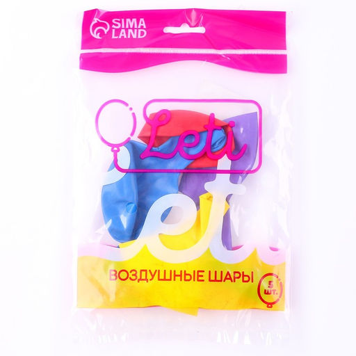 Цена за 3 шт. Воздушные шары латексные 12", пастель, 5 шт., МИКС