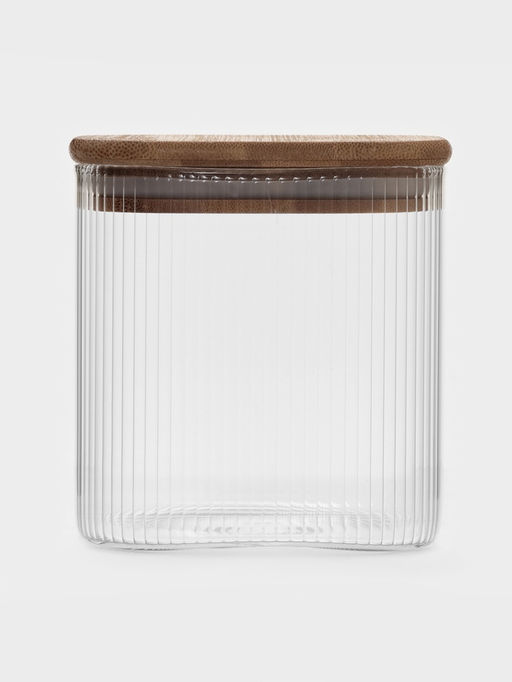 Банка для сыпучих BellaTenero «Эко. Квадрат». 800 мл, 10×10 см с бамбуковой крышкой, стекло, прозрачная
