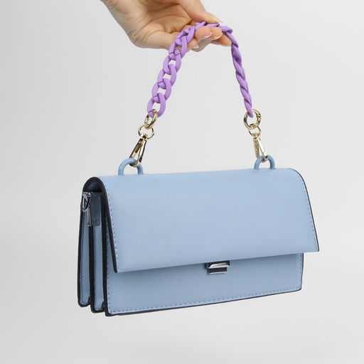 Цепочка для сумки, с карабинами, пластиковая, 23×17 мм, 30 см, цвет сиреневый, золотой