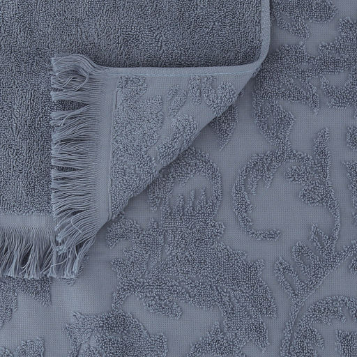 Полотенце махровое "Королевский шик" 50х90см, хлопок 100%, с бахромой, стальной синий (Китай)