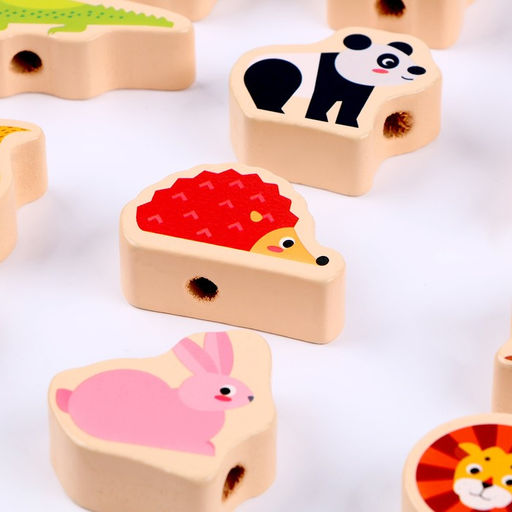 Детская деревянная игрушка 2 в1 балансир + шнуровка Зверята 18 9,5 10 см - Simaland фото 4