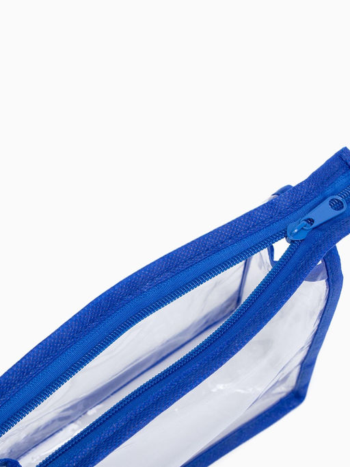 Цена за 2 шт. Косметичка на молнии, треугольная, средний размер, синяя/прозрачная