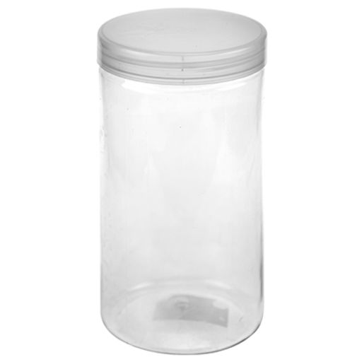 Противоударная Банка для сыпучих продуктов пластмассовая 1л, д8,8см, h17,5см, закручивающаяся крышка (Китай)