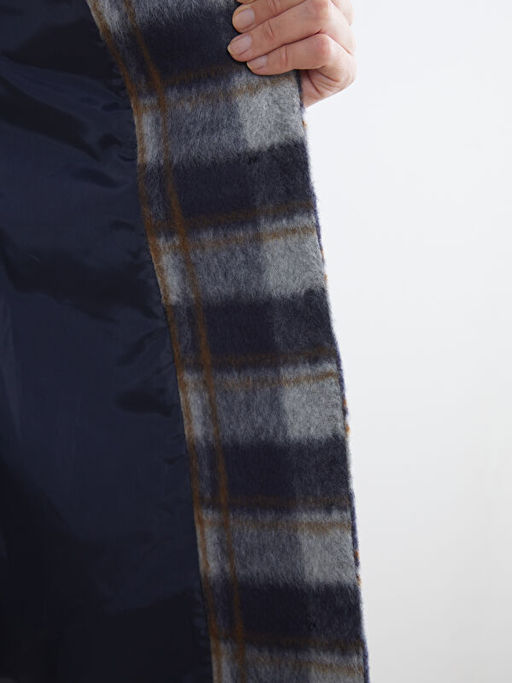 Dik Yaka Ekose Kad?n Ka?e G?mlek Ceket