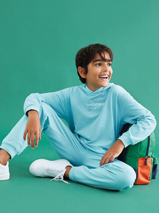 Beli Lastikli Bask?l? Erkek ?ocuk Jogger E?ofman Alt? - Waikiki фото 2