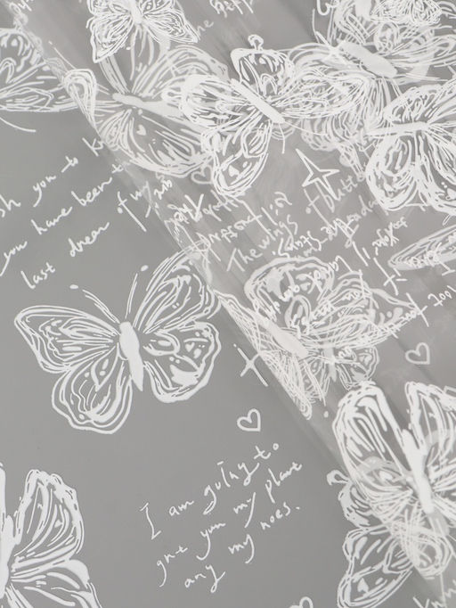 Плёнка для цветов «Бабочки», прозрачная/белая, 0.7×7.6 м, 40 мкм, 200 г