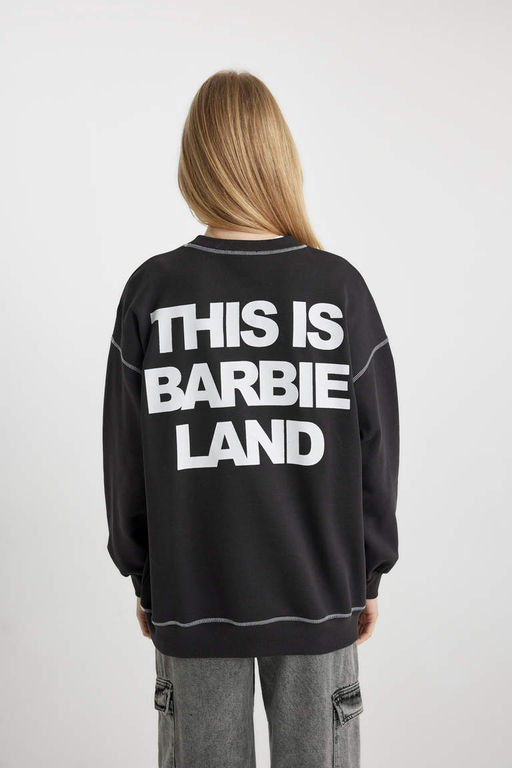 Толстый свитшот Cool Barbie Oversize с круглым вырезом - Defacto фото 6
