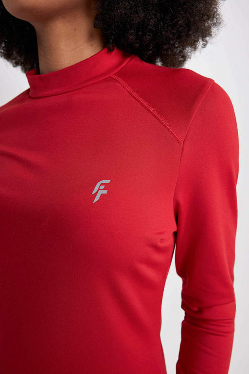 DeFactoFit Футболка с длинным рукавом и воротником стандартной посадки с принтом  фото 5