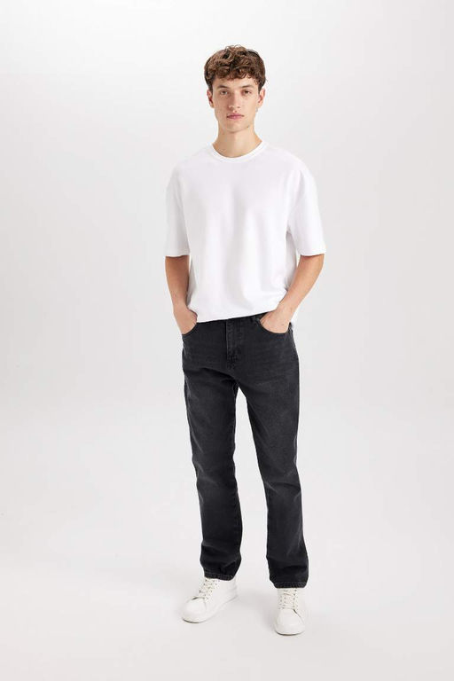 Джинсовые брюки прямого кроя с нормальной талией и нормальной талией - Defacto фото 2