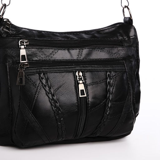 Сумка женская на одно плечо, на молнии, цвет чёрный - Simaland фото 4