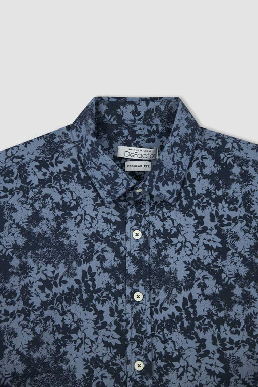 Хлопковая рубашка обычного кроя с короткими рукавами и рисунком - Defacto фото 6