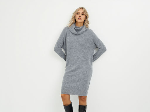 платье серое из шерсти с объемным воротом - Glenfield фото 10