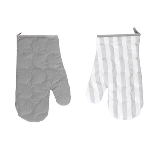 Прихватка стеганая Рукавичка 30*17, поплин, 100 % хлопок, Грей с серой полосой