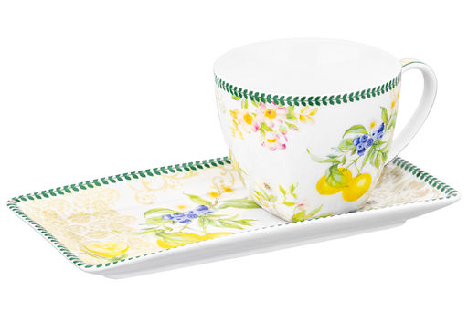 Чашка 250 мл с блюдцем для десерта 20*10*2 см Лимоны, NEW BONE CHINA - Elan gallery фото 16