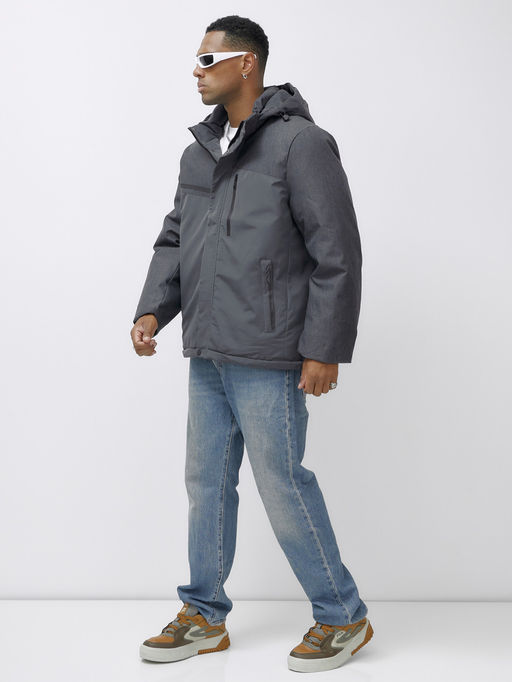 Куртка спортивная мужская зимняя большого размера темно-серого цвета 66613TC - Mtforce фото 3