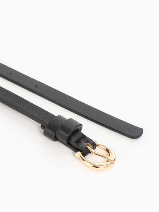 Ремень женский тонкий, 110×1.3 см, пряжка металл золотистая, полукруглая, чёрный