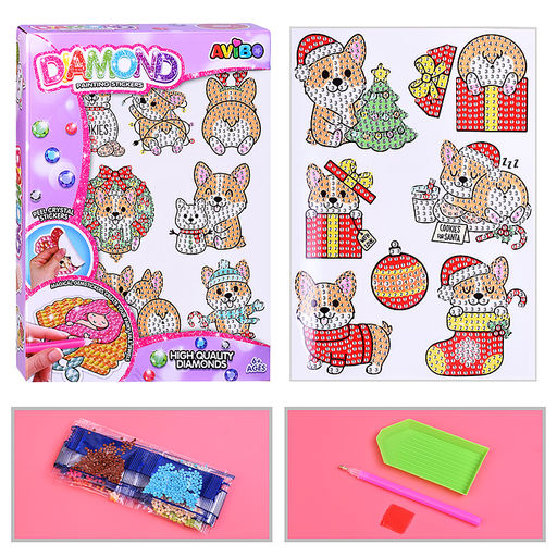 Мозаика алмазная "Новогодний корги" в коробке