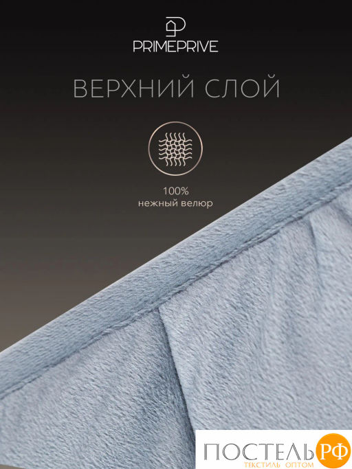 Одеяло утяжеленное PRIME PRIVE ЛУНД велюр / иск.мех/стекл.гранулы, сер  фото 6