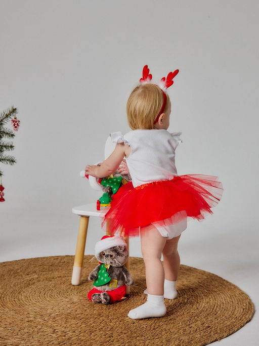Набор для фотосессии «Крошка Я. Рождественский олененок»: юбка и ободок, красный, рост 68-92 см