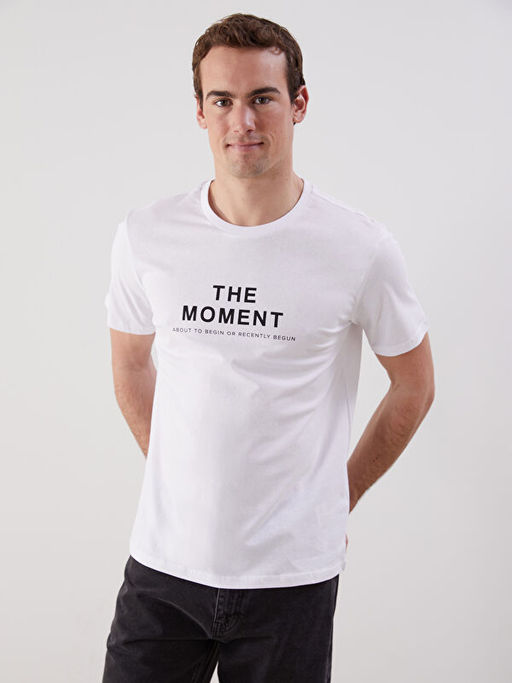 Bisiklet Yaka K?sa Kollu Bask?l? Penye Erkek Ti??rt