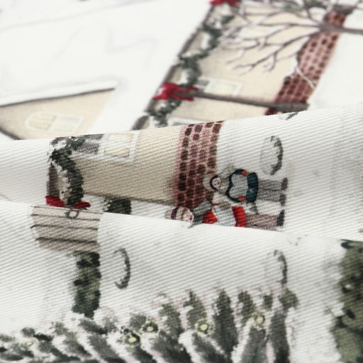 Дорожка на стол Этель «Зимняя деревушка» 30×70 см, 100% хлопок, саржа 190 г/м², белая/серая