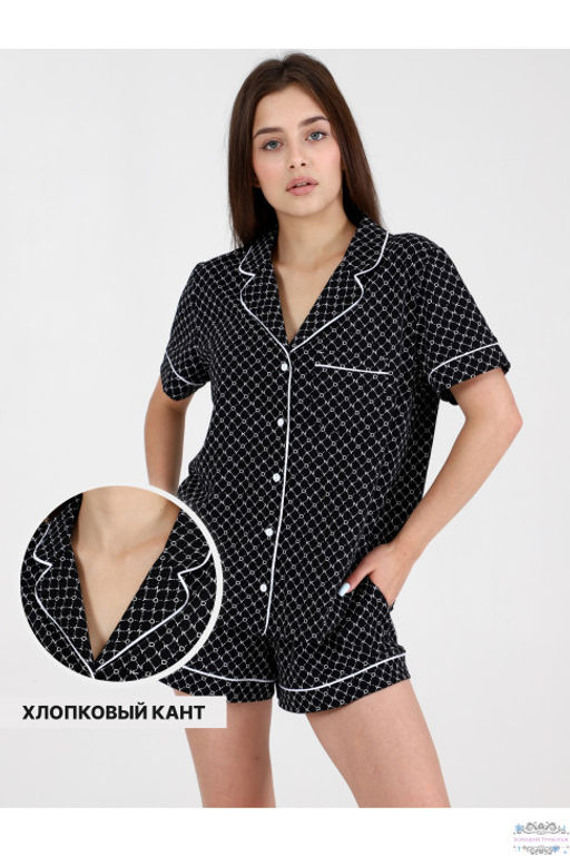 Пижама женская П-90 черный (хлопок, рр 42-54)