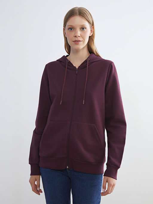 Kap??onlu Kad?n Fermuarl? Sweatshirt