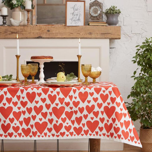 Скатерть «Этель» Red hearts 149×220 см, 100% хлопок, саржа 190 г/м²