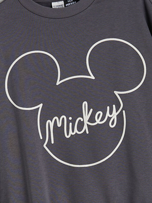 Bisiklet Yaka Mickey Mouse Bask?l? K?z ?ocuk Sweatshirt ve E?ofman Alt?