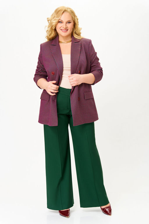 Жакет Swallow 816 Зелёно-бордовая мелкая гусиная лапка фото 4