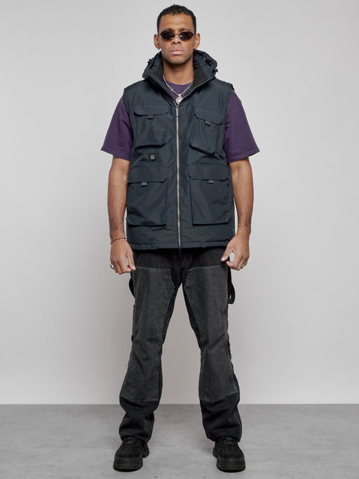 Куртка - жилетка трансформер с подогревом 2 в 1 мужская зимняя темно-синего цвета 6668TS - Mtforce фото 9