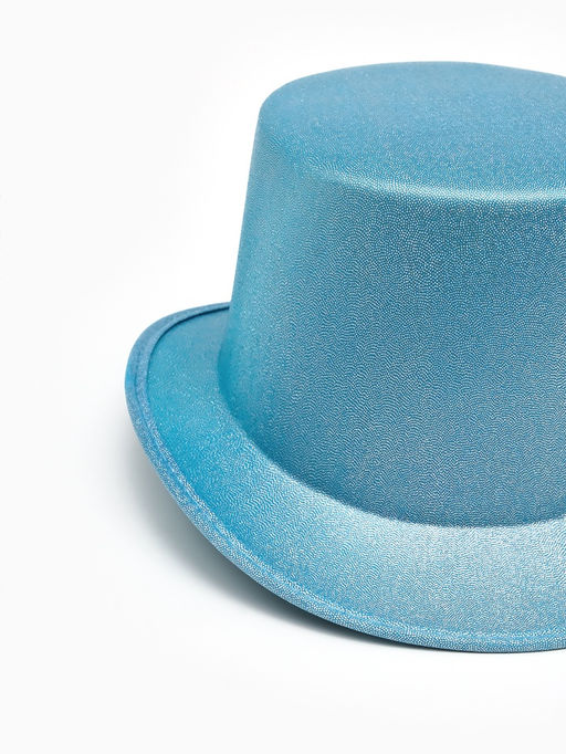 Карнавальная шляпа "Цилиндр" голубая с блёстками р-р 56-58