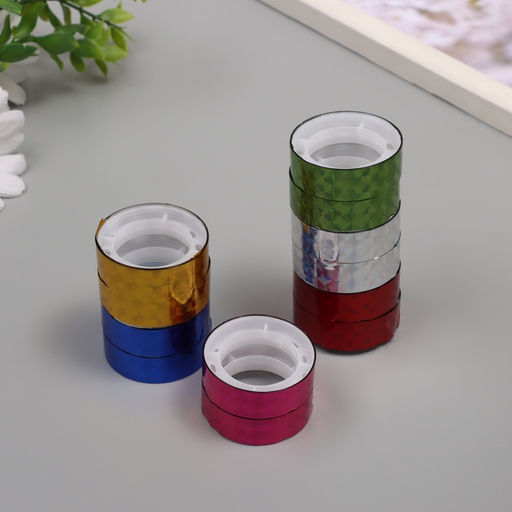 Клейкая лента декоративная «Голографический рисунок», набор 12 шт., 1.2 см, дл. 2 м