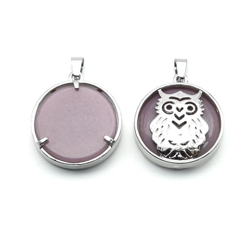 Подвеска Сова 27*27мм с кварцем цв.сиреневый
