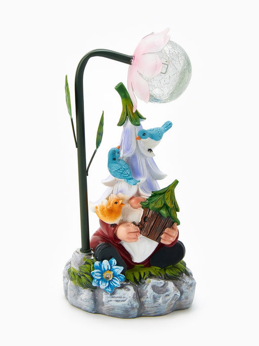 Садовая фигура из полистоуна «Гном лесничий», 25×14×12 см, с подсветкой